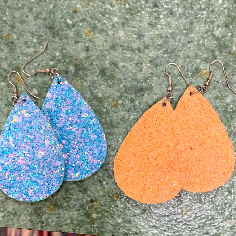 Two pair glitter earrings